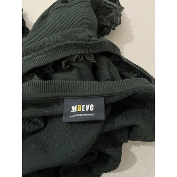 Maeve Ruffled Eyelet Sweatshirt Anthropologie Green Size XL - Picture 7 of 11